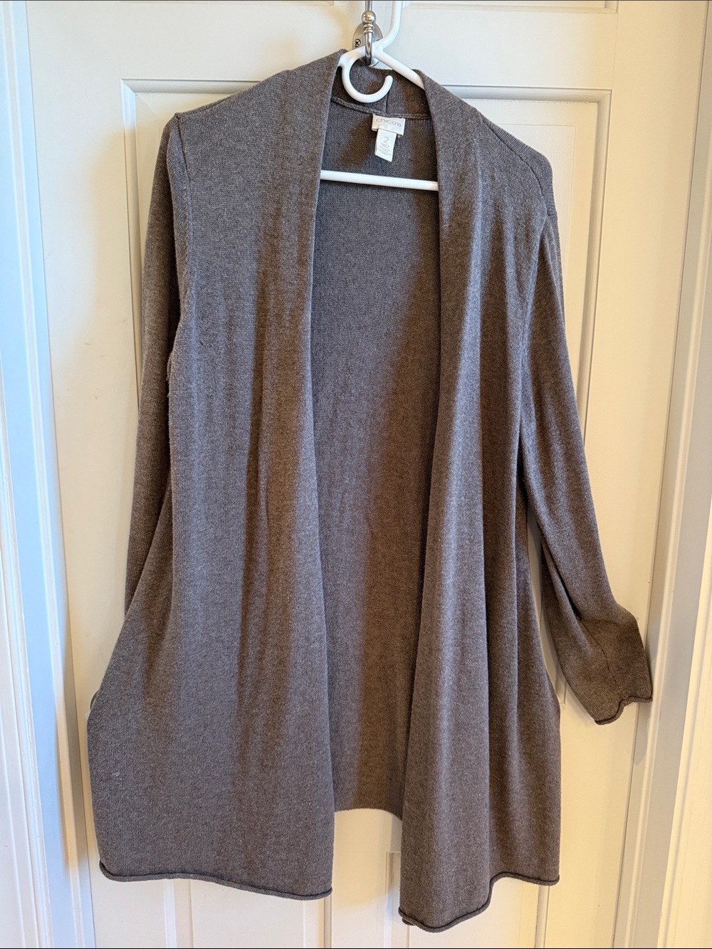 Chico's Open-Front Long Cardigan - Taupe Brown
